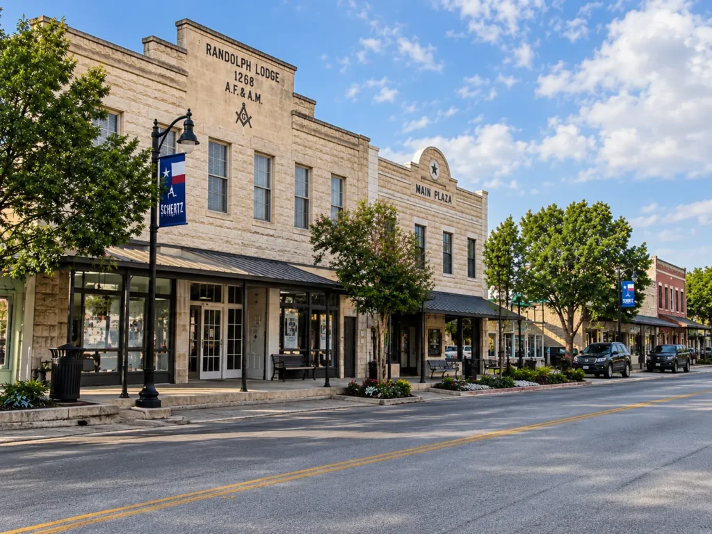 Historic Main Street in Schertz, Texas near Main Plaza and Randolph Lodge